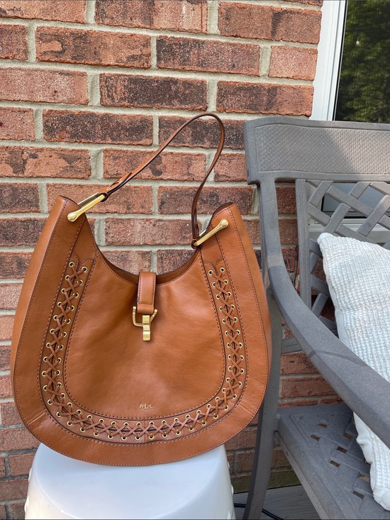 Lauren Ralph Lauren Handbags - Lauren Ralph Lauren Ashfield Abree Hobo in Field Brown Large